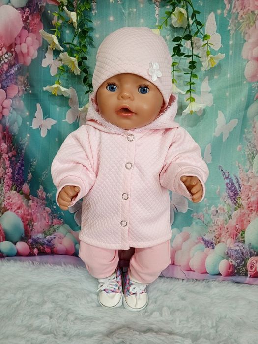 Kurtka i czapka dla lalki baby born 43cm