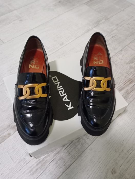 Mokasyny czarne Karino 38 skóra naturalna