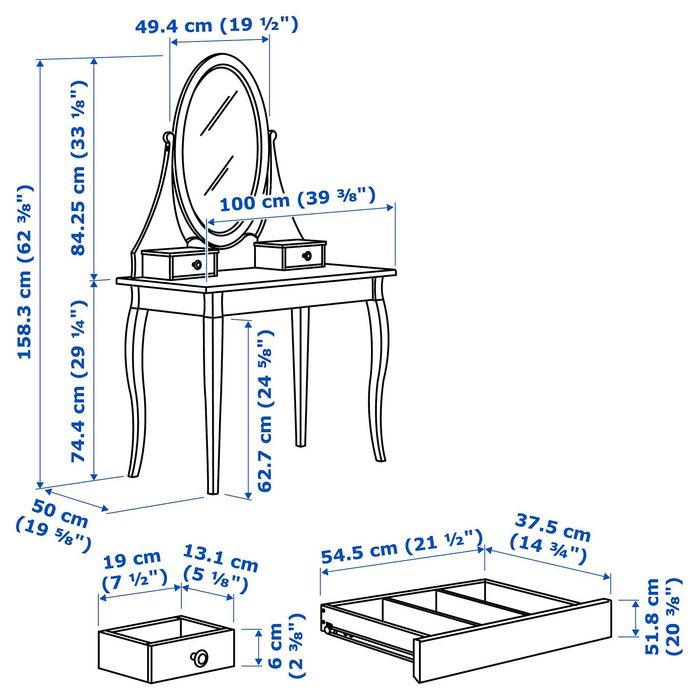 Косметичний туалетний столик Ikea Hemnes