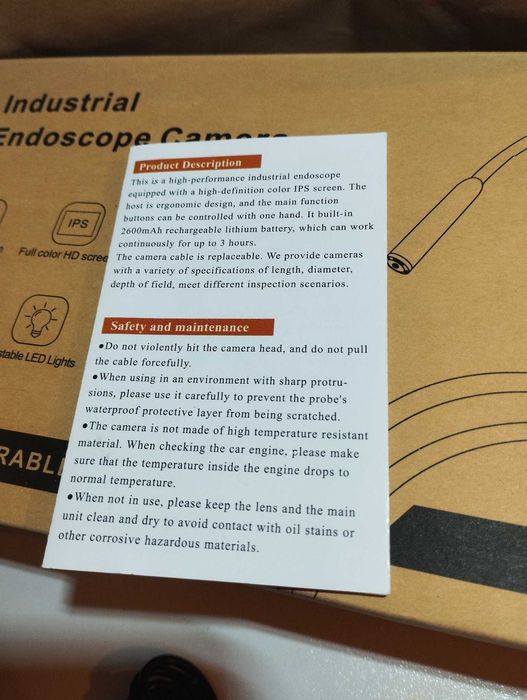 Monitor endoscópio USB, câmara, cabo flexível, inspecionar