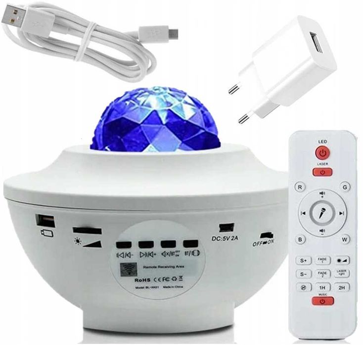 Projektor gwiazd star Lampka nocna  LED USB + Pilot BIAŁY