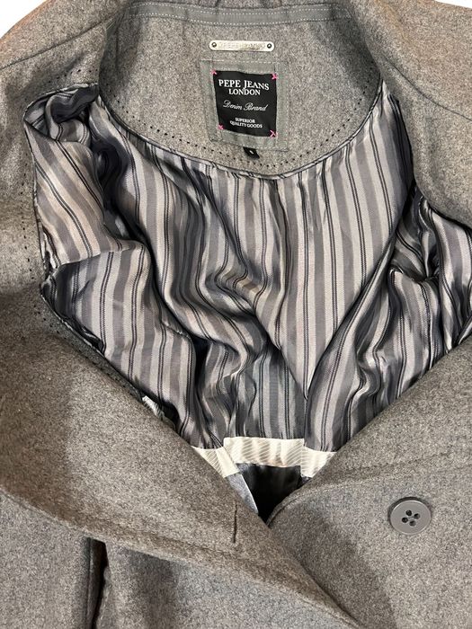 Pepe Jeans roz. S damski szary długi płaszcz wełniany