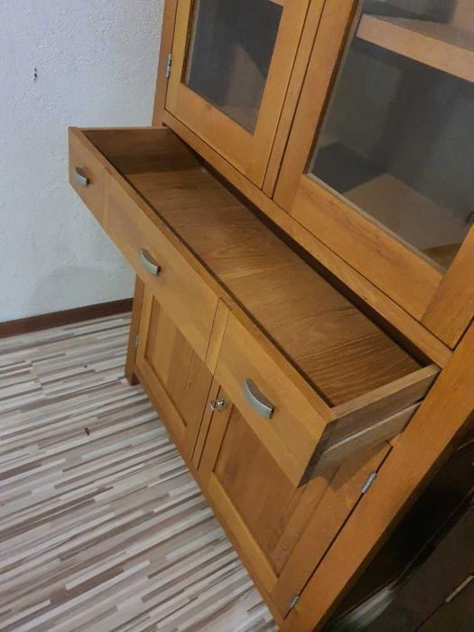 Witryna drewniana dębowa elegancka jasna solidna masywna FV DOWÓZ