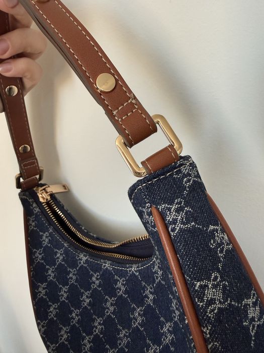 Сумка сумочка багет на плече текстильна джинсова mango