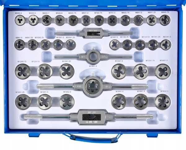 Duży ZESTAW gwintowniki i narzynki KOMPLET 110 części