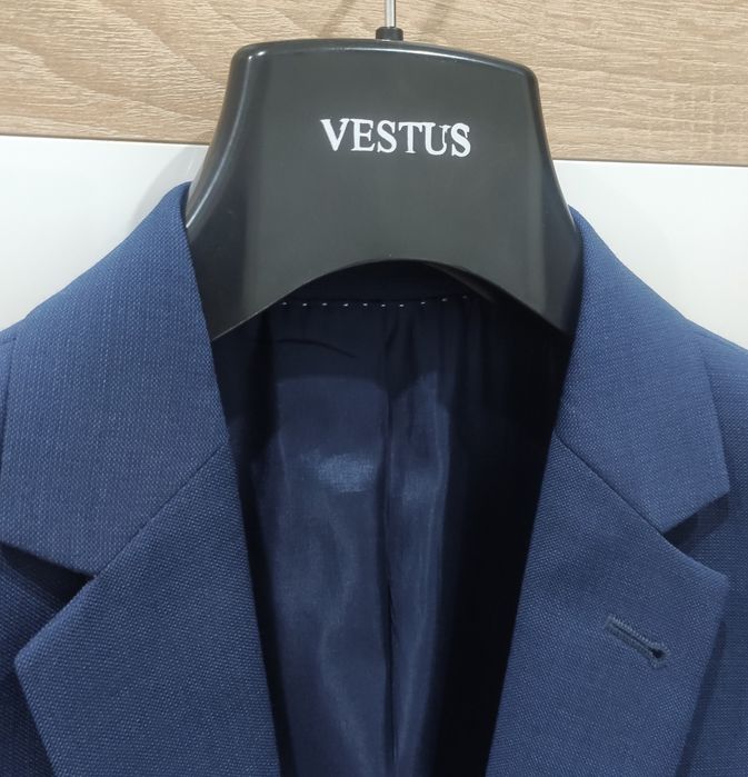 Garnitur Ślubny , marynarka Vestus granatowy stan idealny S / M 180