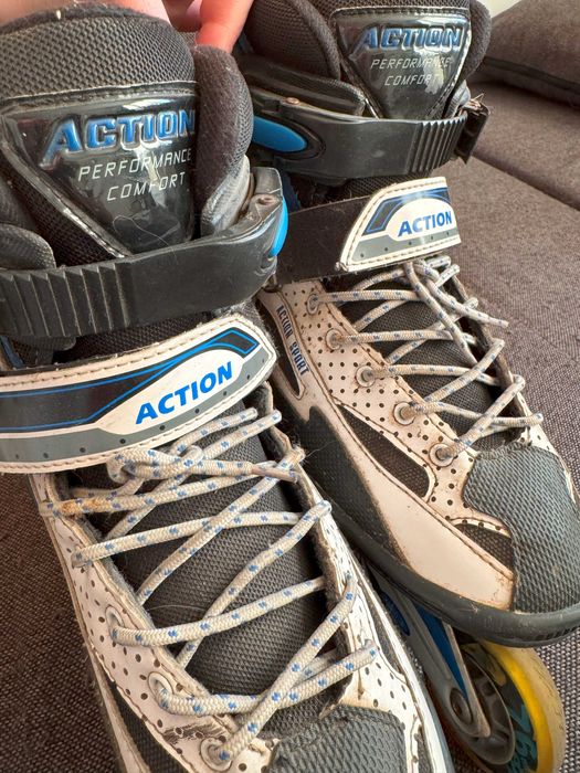 Rolki, 38, damskie, męskie, niebieskie, białe, Action, unisex