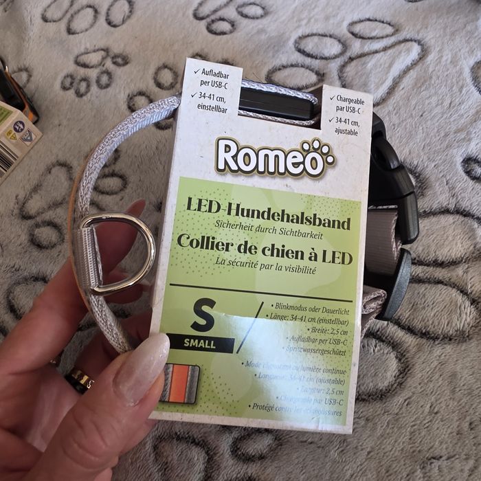 Obroża LED dla psa Romeo – USB-C, rozmiar S, nowa