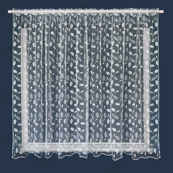 Gotowa firana w haftowane listki