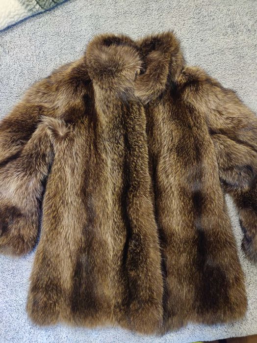 Eleganckie futro z naturalnego brązowego lisa L