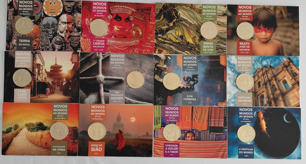 Novos Mundos ao Mundo-Descobrimentos COMPLETA-44 moedas-100$ e 200$-Banho ouro