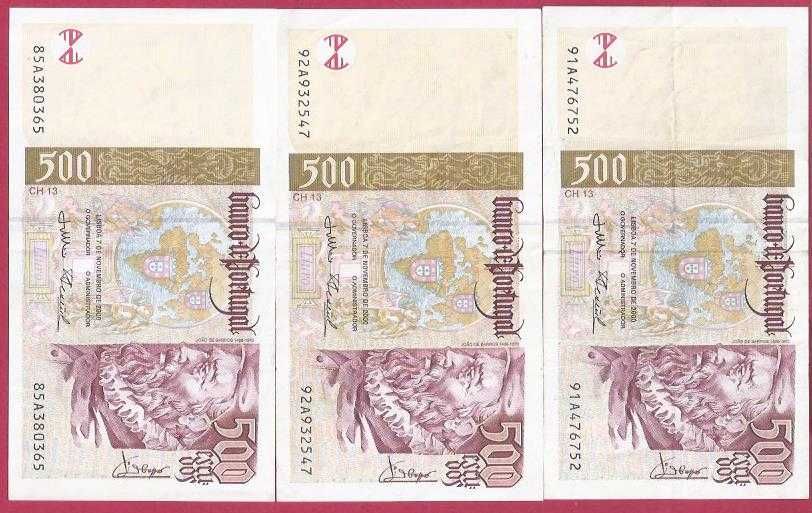 NOTAS DA REPUBLICA 3 NOTAS DE 500 ESCUDOS CH3  2000