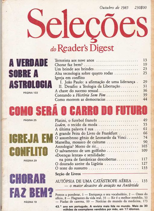 Revista Seleções do Reader's Digest - Outubro 1985