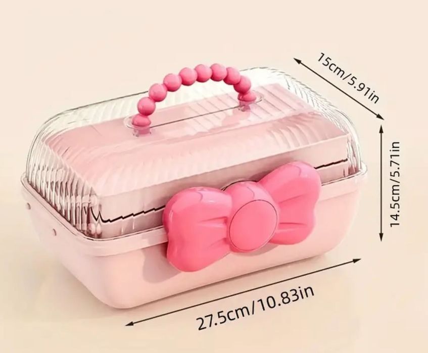 Caixa Laço Rosa para guardar ganchos, colares NOVA