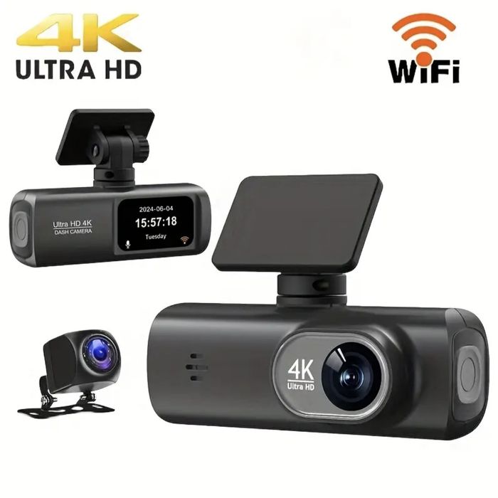 ТОП! Відеореєстратор 4К з IPS дисплеєм та двома камерами карта пам'яті