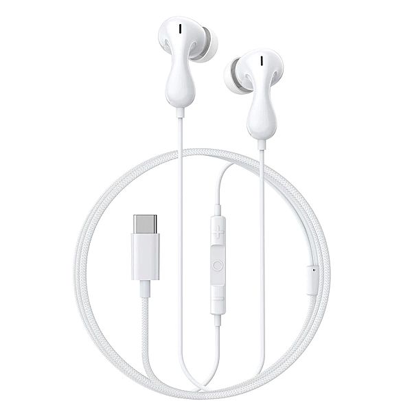 Słuchawki Baseus Encok CZ20 dokanałowe przewodowe USB-C - białe
