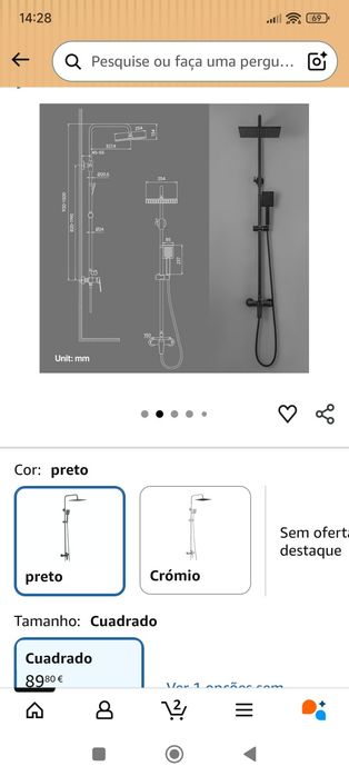Chuveiro preto auralum