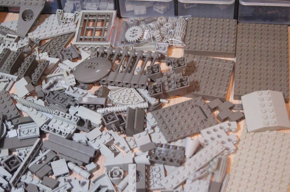 Lego mix elementów old gray grey ciemnoszare i jasnoszare + gratis