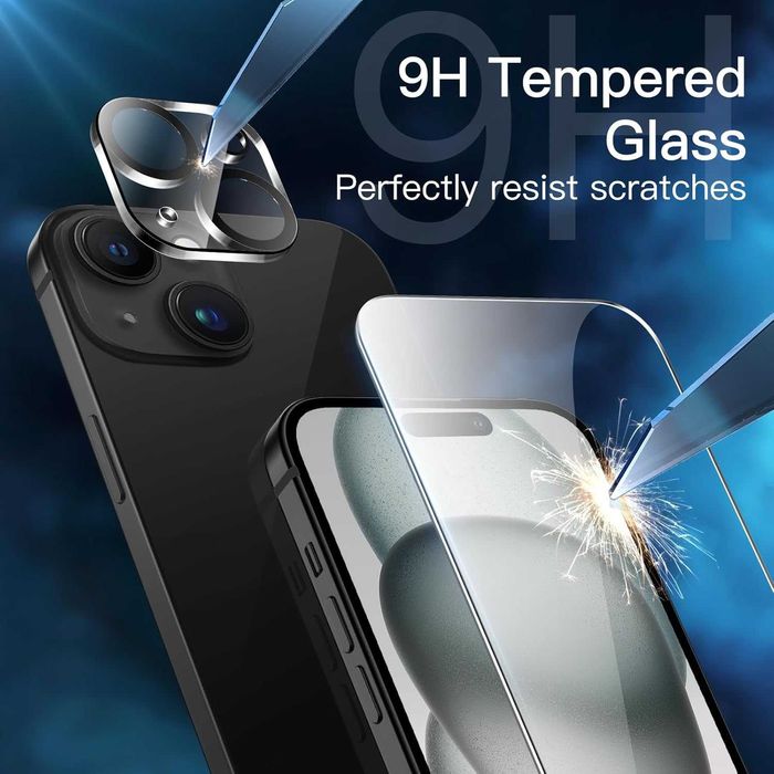 Etui do Smartfonu iPhone 15 Plus z szkłem hartowanym na ekran i aparat 5w1