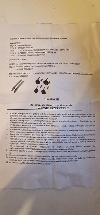 Łóżeczko dziecięce kołyska płozy 90x40