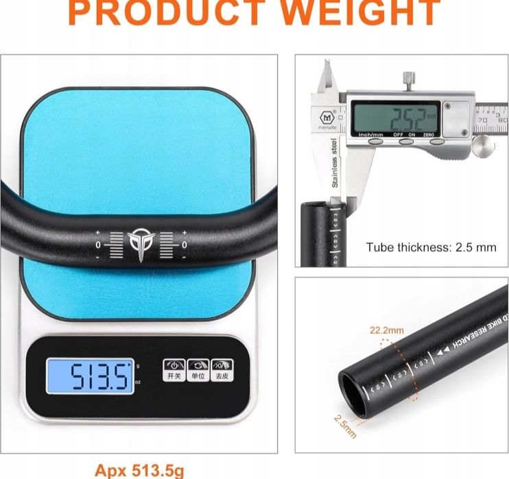 GEWAGE Kierownica Aluminium 780mm  MTB Szosa Hybryda Ergonomiczna