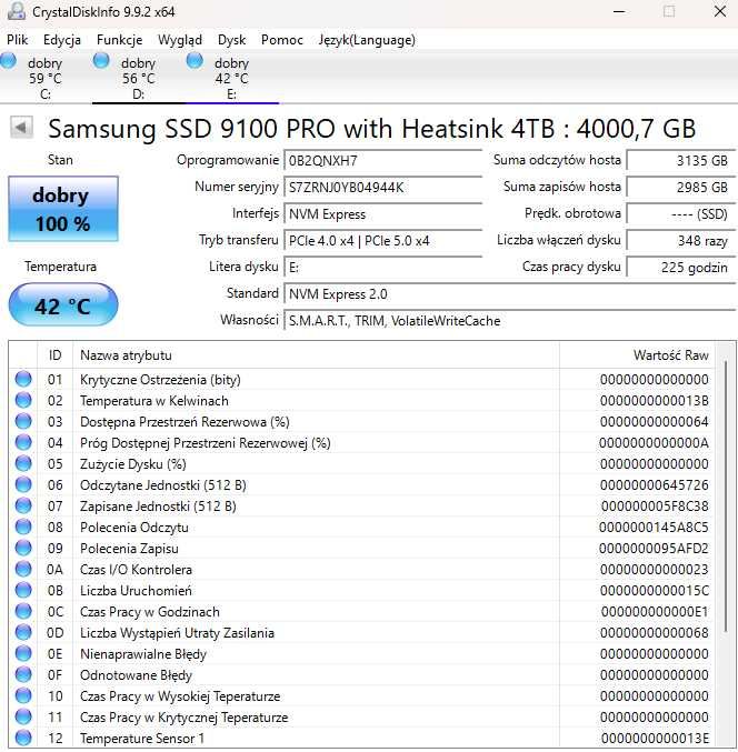 Dysk SSD Samsung 4TB M.2 PCIe Gen5 NVMe 9100 PRO Heatsink