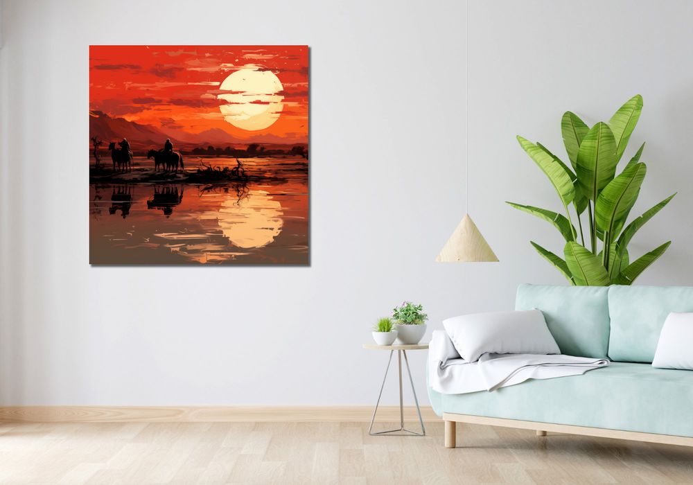 Obraz 100x100cm Zachód Słońca na Prerii
