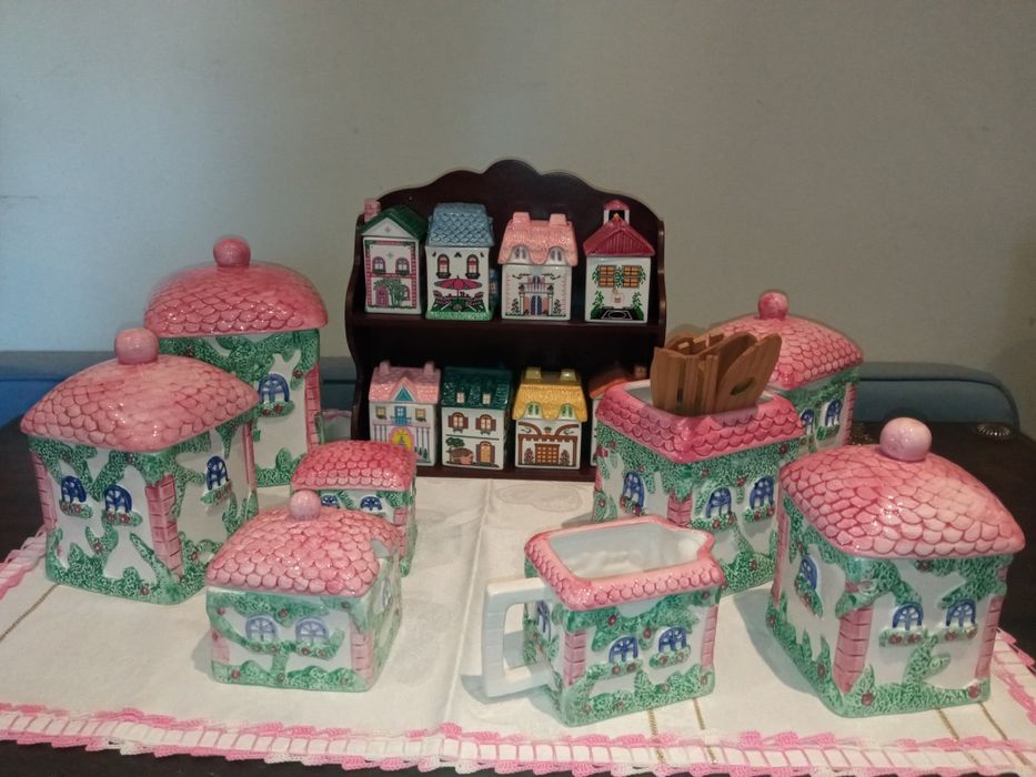 Conjunto de casas de porcelana