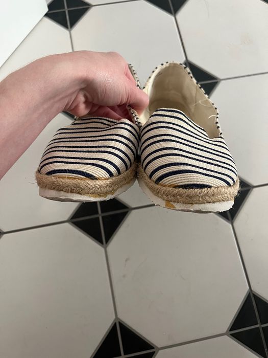 Espadryle baleriny w paski kremowe granatowe New Look rozm. 37
