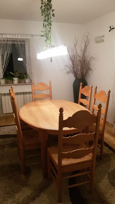 Dębowy stół + 6 krzeseł