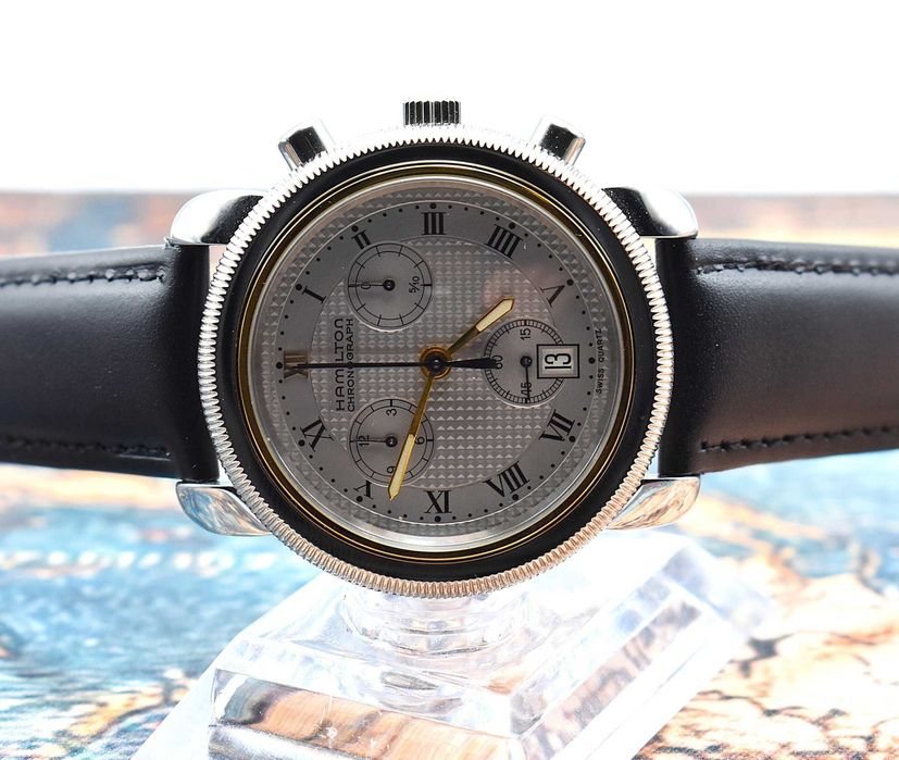 Relógio Hamilton Chronograph Stainless Steel Watch Date 8800- NOS/Novo