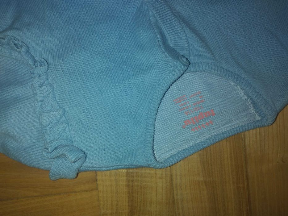 Sweter dla dziewczynki lupilu 110 116 falbanki blekitny