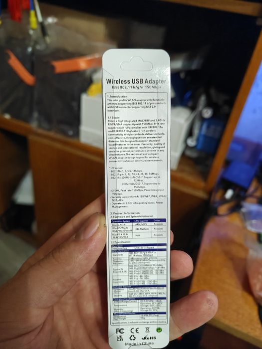 Міні USB беспроводний Wi-fi адаптер 150 Мбит/с 802.11b/G/N RTL8188