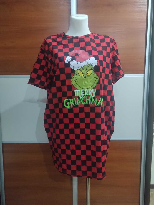 Nowa sukienka koszula nocna grinch świąteczna S M 36 czerwona