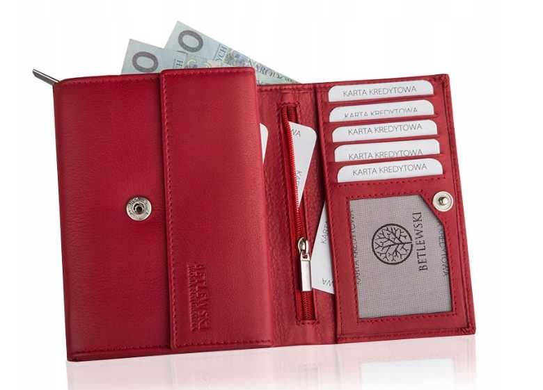 Betlewski portfel skóra naturalna czerwony BPD-SS-11 - kobieta ttst91