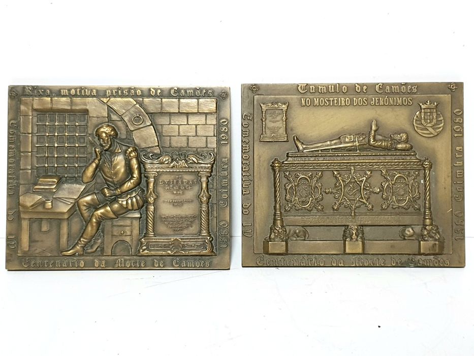 Conjunto de 3 medalhas em bronze "Luís de Camões" 1580 até 1980