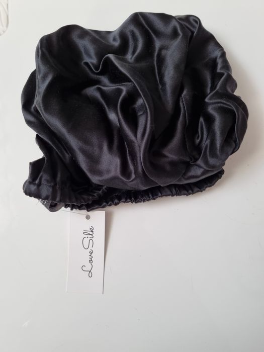 Jedwabny turban na głowę exclusive czarny nowy LOVE SILK