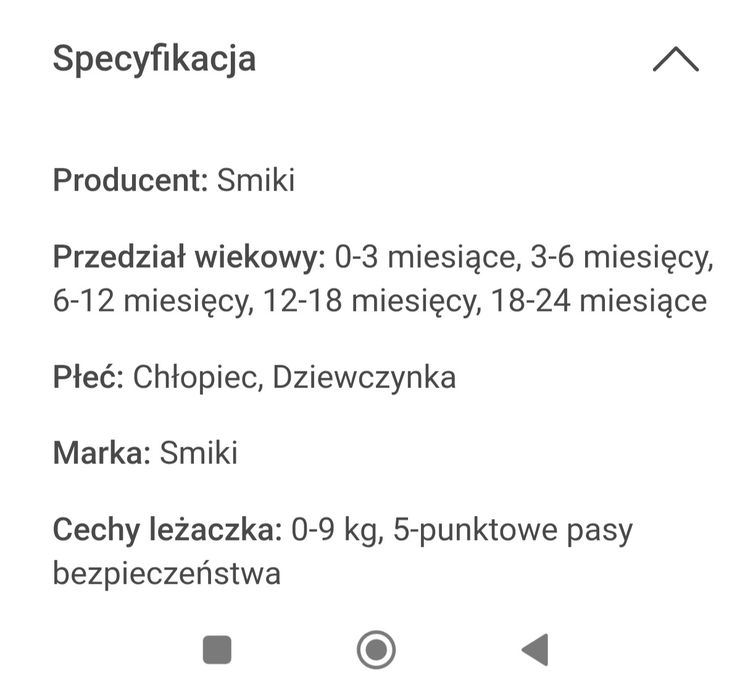 Leżaczek Bujaczek Smiki Mis