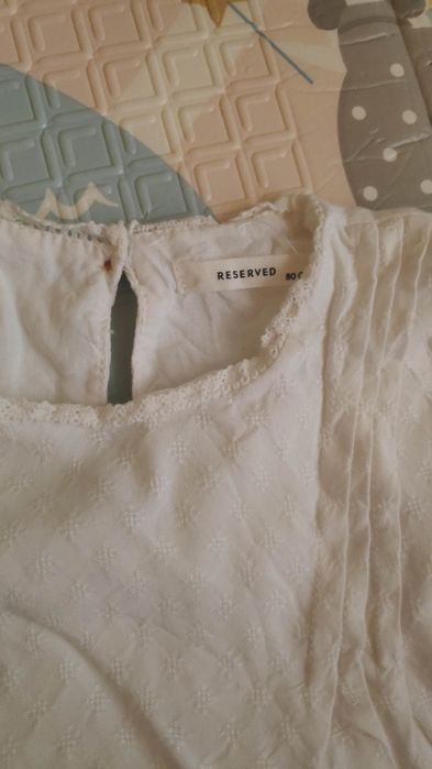 Reserved 80 komplet do chrztu złamana biel sukienka sweter