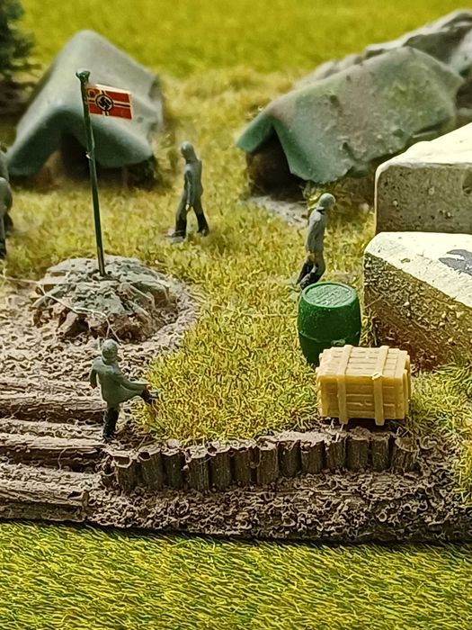 Diorama ou maquete que representa um acampamento militar Nazi