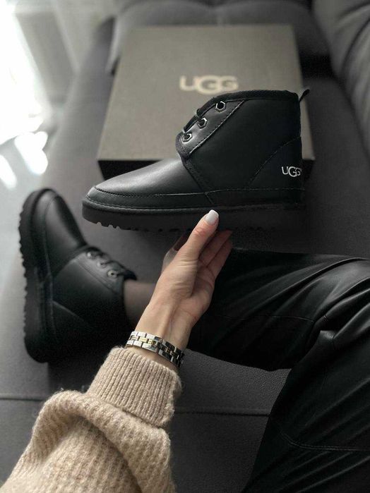 Уггі 36-45 UGG Neumel Leather Black White premium угги шкіряні