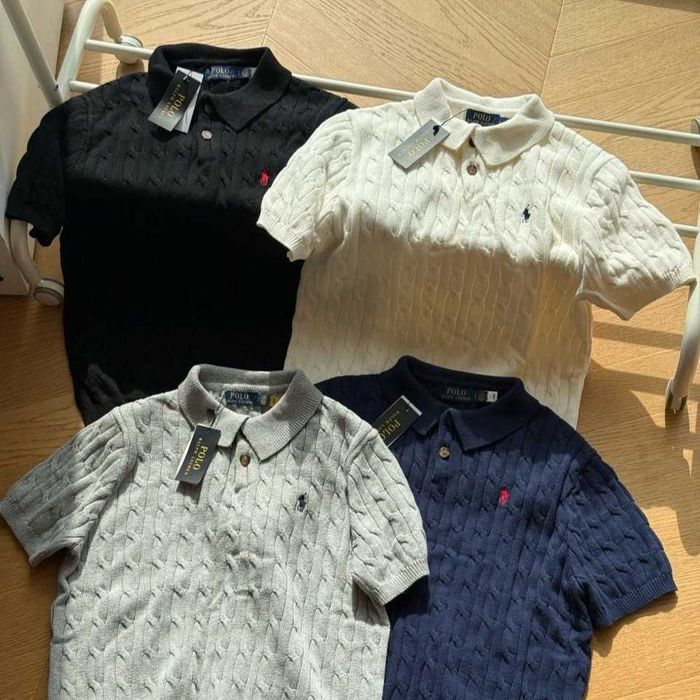 Поло вязане POLO Ralph Lauren з преміальної бавовни чорне біле класичне поло преміум футболка поло ральф лорен