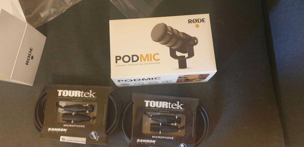 2x Rode Podmic - mikrofony dynamiczne + 2x kable XLR-XLR