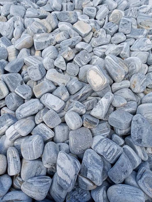 Галька мармурова, сіра з білими прожилками, галька мраморная для клумб