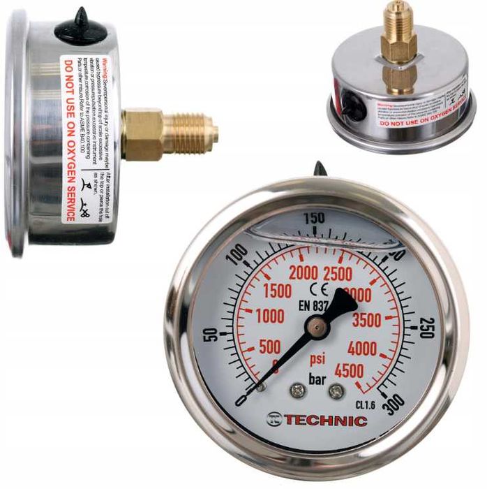 Manometr Ciśnieniomierz Zegar 63mm 0-300 bar Gwint 1/4” Tylny