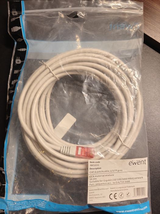 Cabo de rede Ewent RJ45 10 metros  Cat6 u/utp
