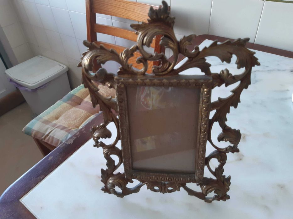 Conjunto guarda jóias e moldura, bronze, anos 1930(barbeitos Lisboa)