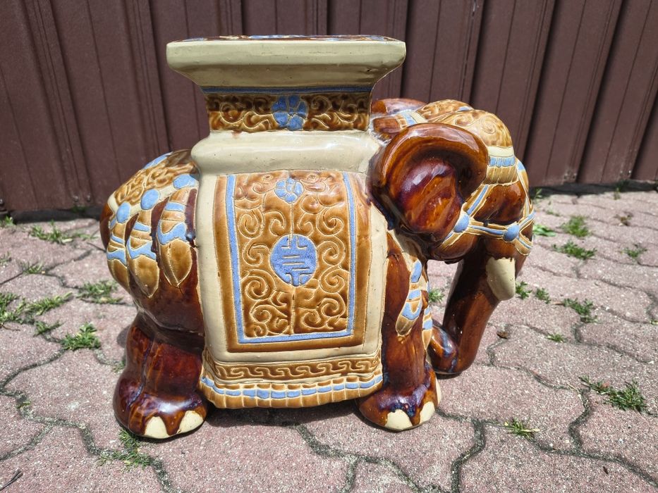 Ceramiczny kwietnik słoń retro vintage