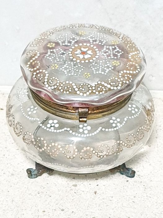 Beautiful vintage French enamel-on-glass box