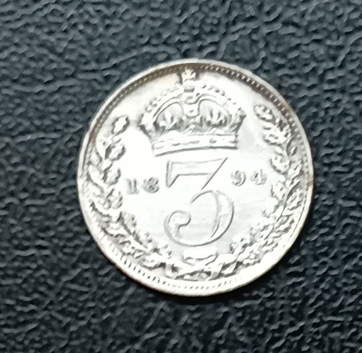 Srebrna moneta 3 Pensy 1894 Wielka Brytania Królowa Wiktoria